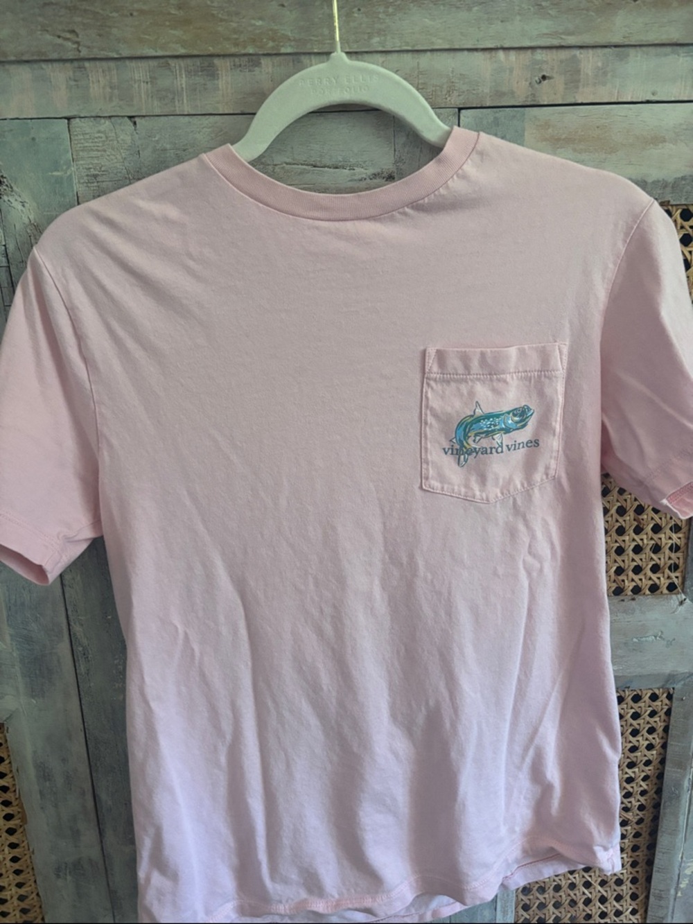 Vineyard Vines Light Pink Pocket Tee with Fish Chest Logo